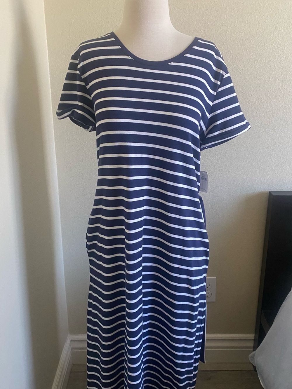 Old Navy Navy and White Striped Maxi Dress